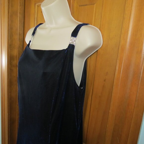 Betsy & Adam by Jaslene Metallic Navy Blue Lined Maxi Sleeveless Size 14W - Picture 4 of 9